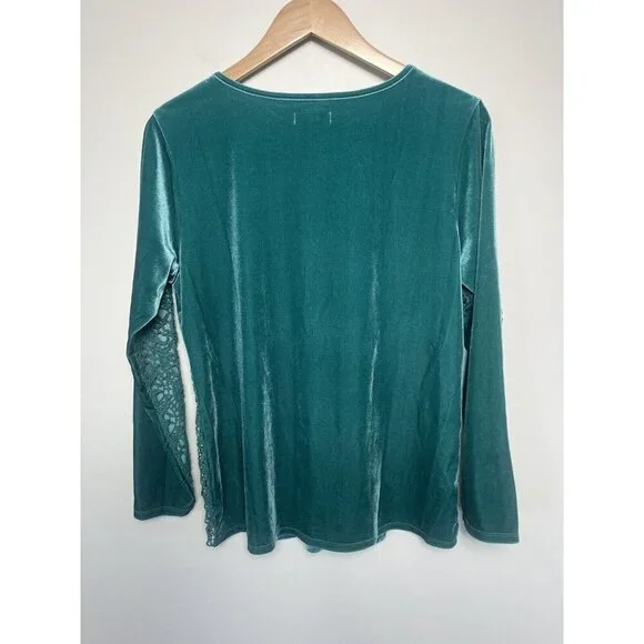 Sundance Top Women Small Green Lilys Paramour Top Velvet Lace Crochet Boho - Picture 8 of 10